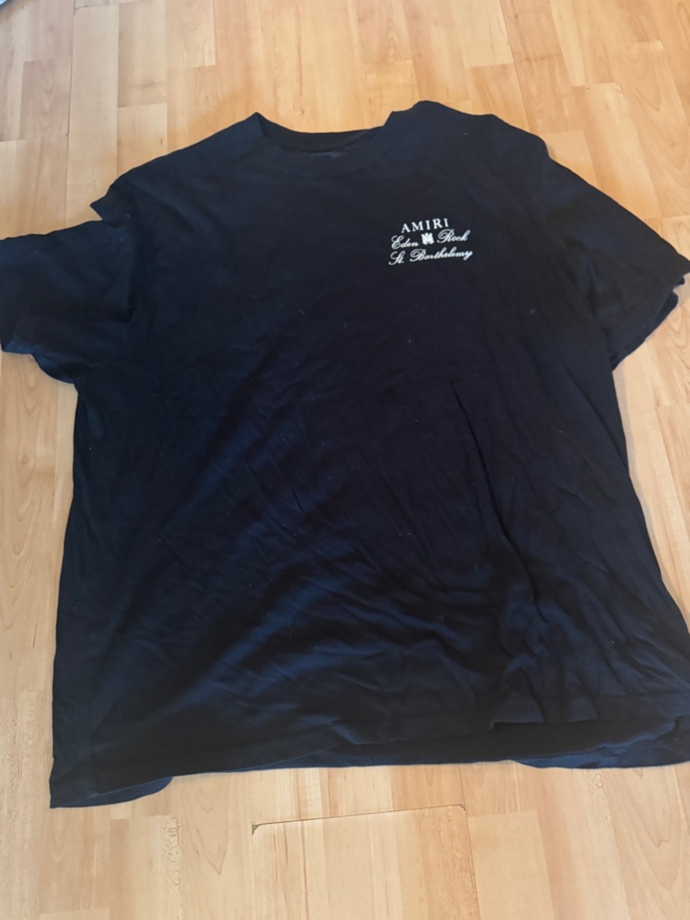 AMIRI Black Short-Sleeve Tee with White Script Chest Logo